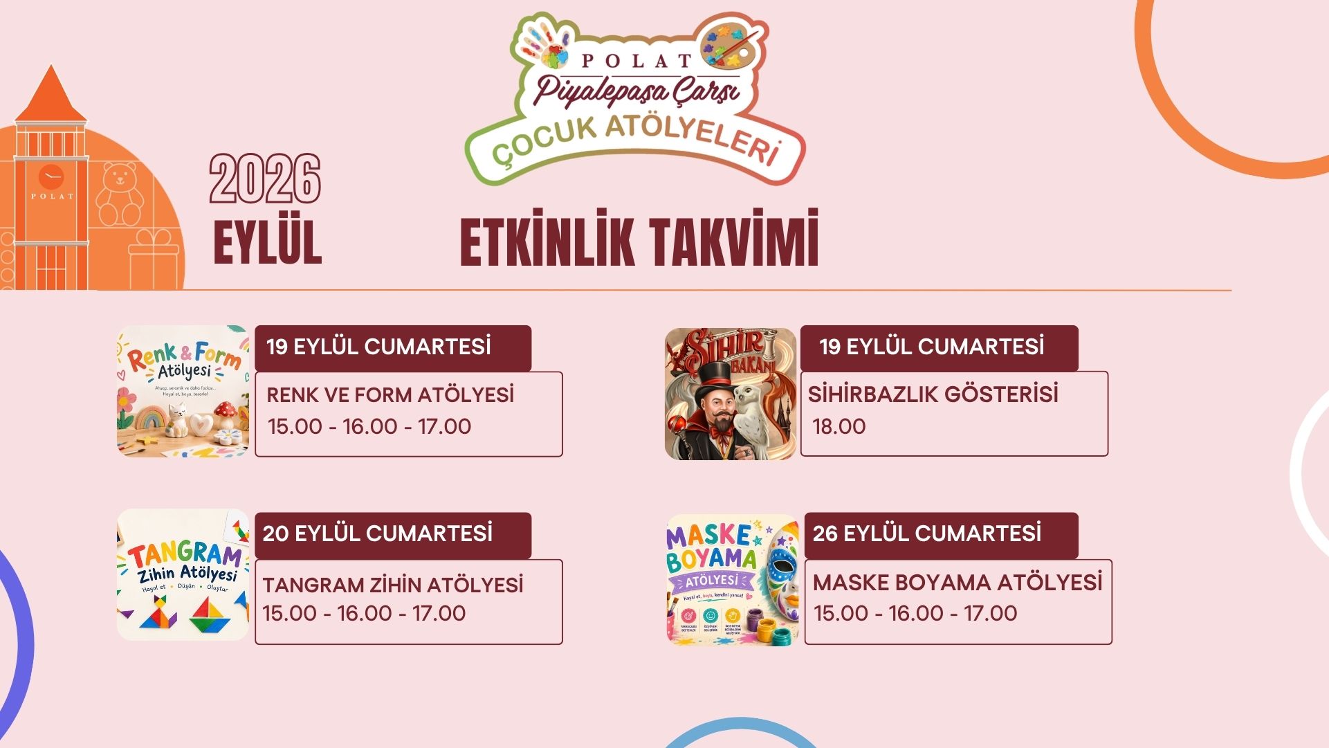 Eylül 2026 Çocuk Atölyeleri Polat Piyalepaşa Çarşı'da!